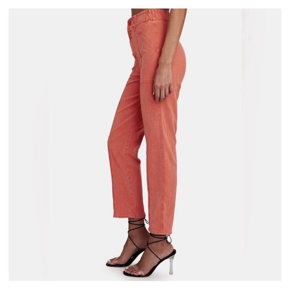 MOTHER The Springy High Rise Straight Leg Hot Coral Ankle Jeans Womens 28 Read - Picture 3 of 15